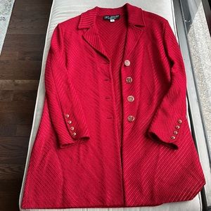 Vintage St. John Red Knit Long Line Blazer Jacket - Size 8 - EUC
